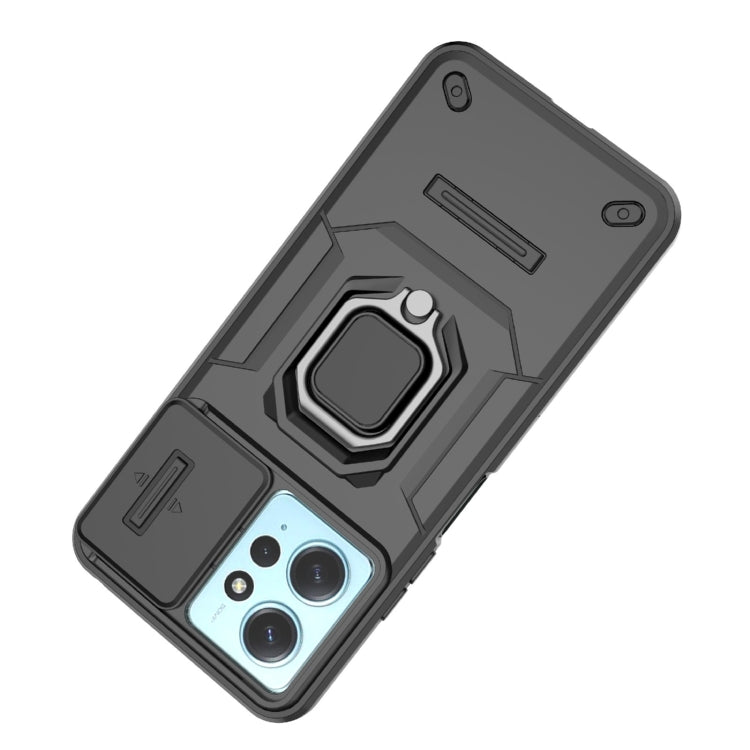 For Xiaomi Redmi Note 12 4G Global Sliding Camshield TPU + PC Shockproof Phone Case with Holder(Green) - Xiaomi Cases by PMC TechLife | Online Shopping South Africa | PMC TechLife | Buy Now Pay Later Mobicred
