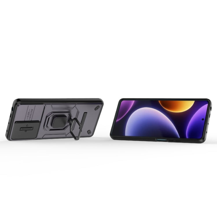 For Xiaomi Redmi Note 12 Turbo 5G Sliding Camshield TPU + PC Shockproof Phone Case with Holder(Purple) - Xiaomi Cases by PMC Jewellery | Online Shopping South Africa | PMC Jewellery | Buy Now Pay Later Mobicred