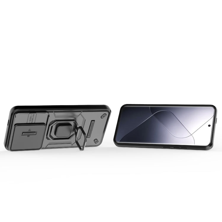 For Xiaomi 14 Pro 5G Sliding Camshield TPU + PC Shockproof Phone Case with Holder(Black) - 14 Pro Cases by PMC TechLife | Online Shopping South Africa | PMC TechLife | Buy Now Pay Later Mobicred
