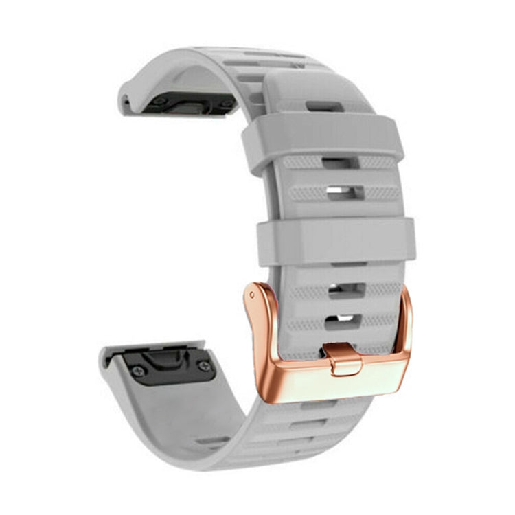 For Garmin Fenix 7S / 6S Pro / 5S Plus 20mm Rose Gold Buckle Quick Release Silicone Watch Band(Grey) - Watch Bands by PMC Jewellery | Online Shopping South Africa | PMC Jewellery