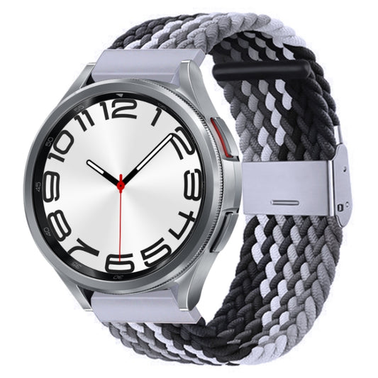 For Samsung Galaxy Watch 6 / 6 Classic Nylon Braided Metal Buckle Watch Band(Z Black Gray) - Watch Bands by PMC Jewellery | Online Shopping South Africa | PMC Jewellery