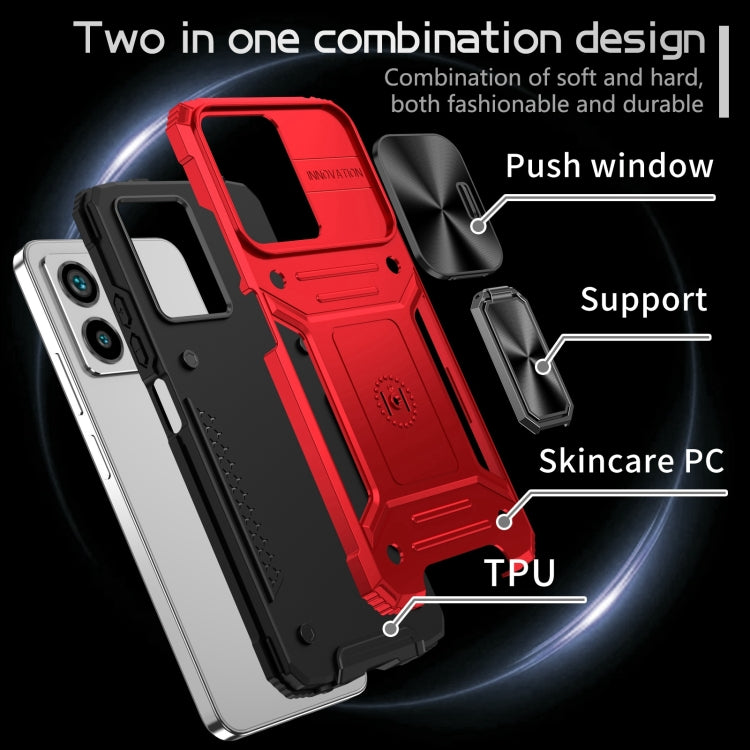 For Redmi Note 12 4G / 5G Global Camshield Robot TPU Hybrid PC Phone Case(Red) - Xiaomi Cases by PMC TechLife | Online Shopping South Africa | PMC TechLife | Buy Now Pay Later Mobicred
