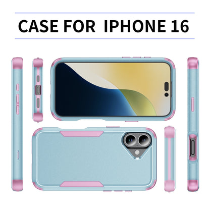 For iPhone 16 Commuter Shockproof TPU + PC Phone Case(Grey Green+Pink) - iPhone 16 Cases by PMC Jewellery | Online Shopping South Africa | PMC Jewellery | Buy Now Pay Later Mobicred