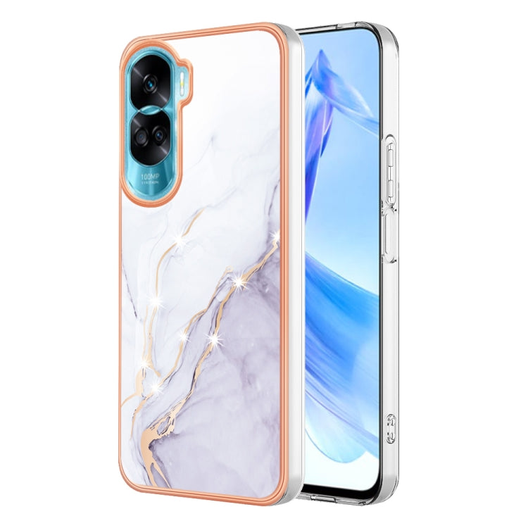 For Honor 90 Lite 5G Electroplating Marble Dual-side IMD Phone Case(White 006) - Honor Cases by PMC Jewellery | Online Shopping South Africa | PMC Jewellery | Buy Now Pay Later Mobicred