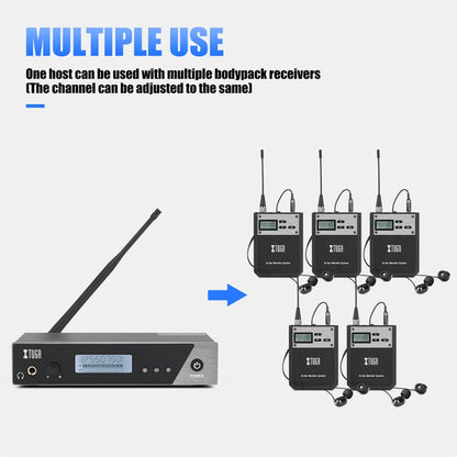 XTUGA  IEM1100 Professional Wireless In Ear Monitor System 2 BodyPacks(UK Plug) - Microphone by XTUGA | Online Shopping South Africa | PMC Jewellery | Buy Now Pay Later Mobicred