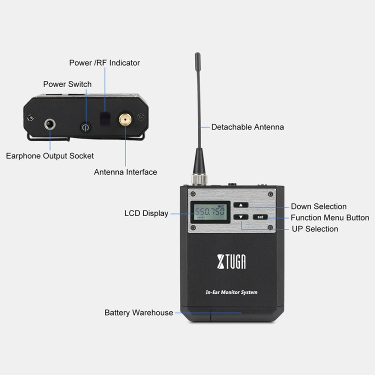 XTUGA  IEM1100 Professional Wireless In Ear Monitor System 4 BodyPacks(US Plug) - Microphone by XTUGA | Online Shopping South Africa | PMC Jewellery | Buy Now Pay Later Mobicred