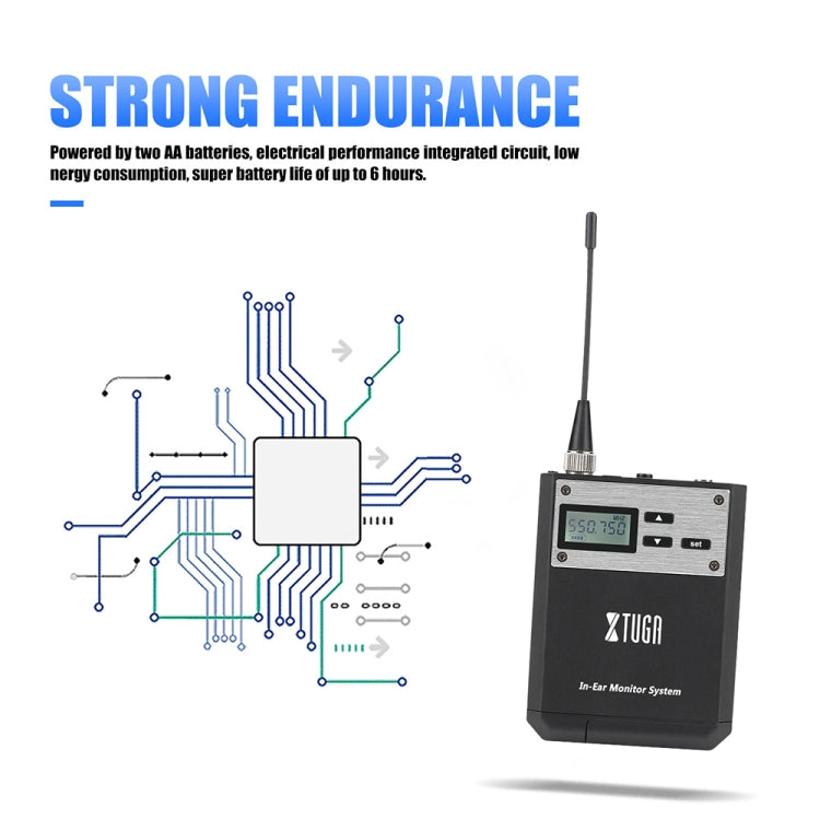 XTUGA  IEM1100 Professional Wireless In Ear Monitor System 2 BodyPacks(EU Plug) - Microphone by XTUGA | Online Shopping South Africa | PMC Jewellery | Buy Now Pay Later Mobicred