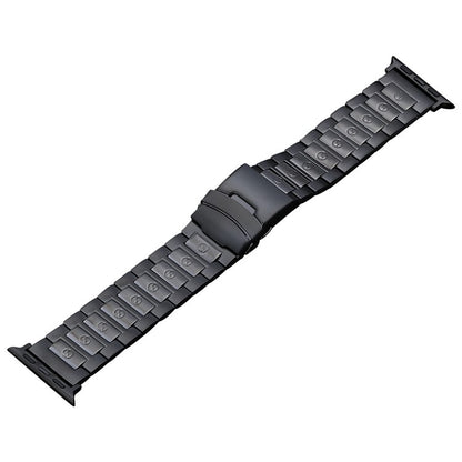 For Apple Watch Series 8 41mm Safety Buckle Titanium Steel Watch Band(Black) - Watch Bands by PMC Jewellery | Online Shopping South Africa | PMC Jewellery