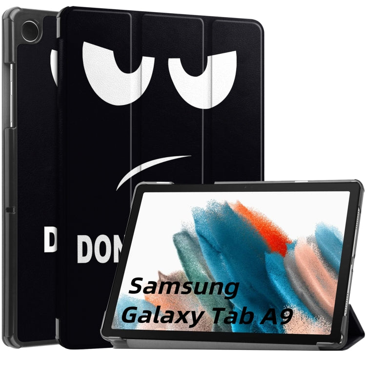 For Samsung Galaxy Tab A9 Custer Painted 3-Fold Holder Smart Leather Tablet Case(Big Eye) - Galaxy Tab A9 by PMC Jewellery | Online Shopping South Africa | PMC Jewellery