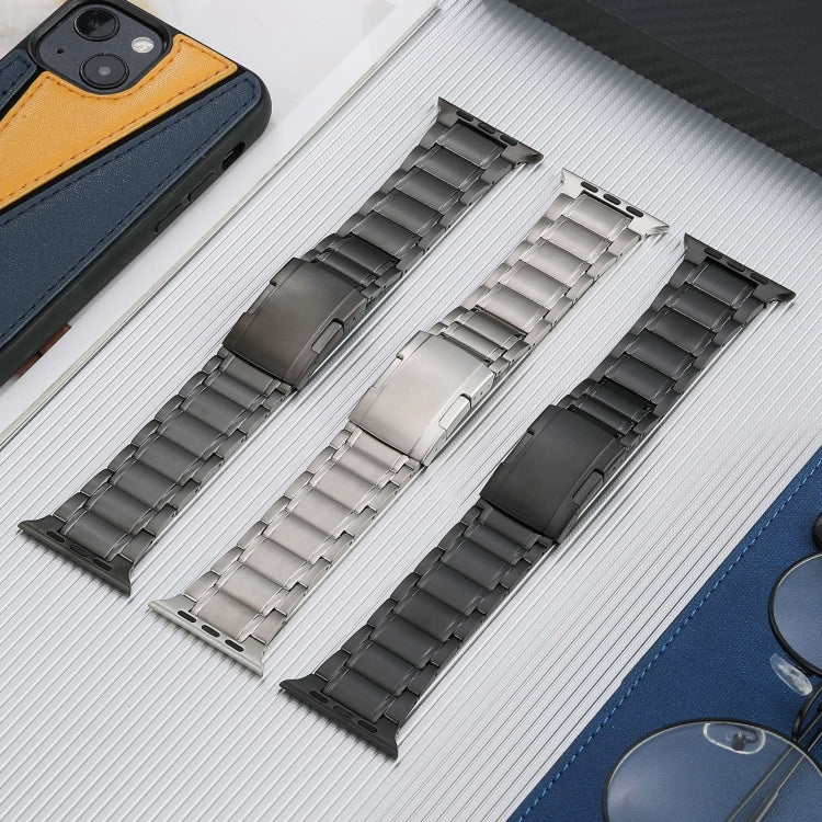 For Apple Watch Series 4 44mm Five Beads Turtle Buckle Titanium Steel Watch Band(Silver) - Watch Bands by PMC Jewellery | Online Shopping South Africa | PMC Jewellery