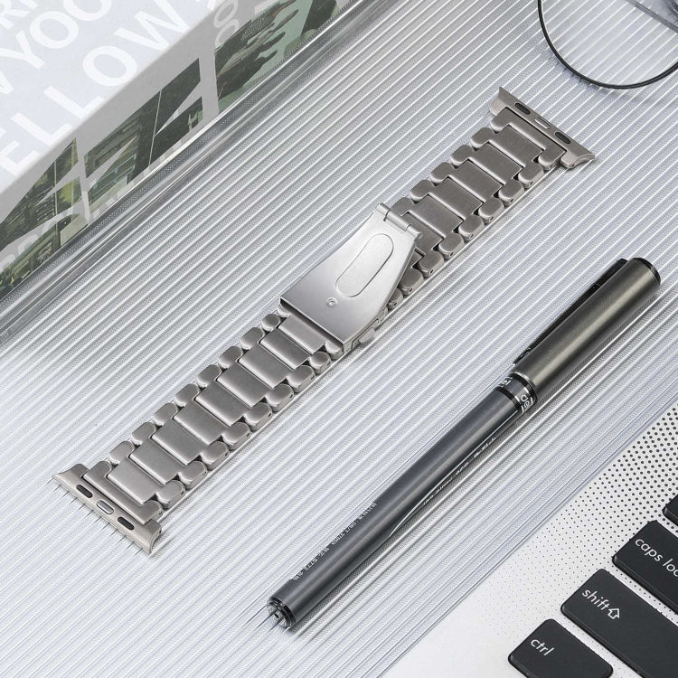 For Apple Watch Series 7 45mm Five Beads Titanium Steel Watch Band(Silver) - Watch Bands by PMC Jewellery | Online Shopping South Africa | PMC Jewellery