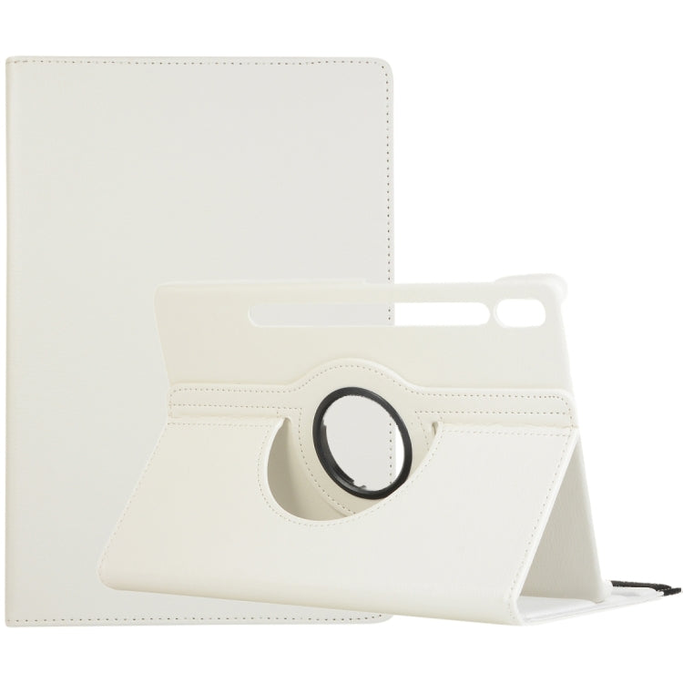 For Samsung Galaxy Tab S9 360 Degrees Rotation Holder Litchi Texture Leather Tablet Case(White) - Galaxy Tab S9 Cases by PMC Jewellery | Online Shopping South Africa | PMC Jewellery | Buy Now Pay Later Mobicred