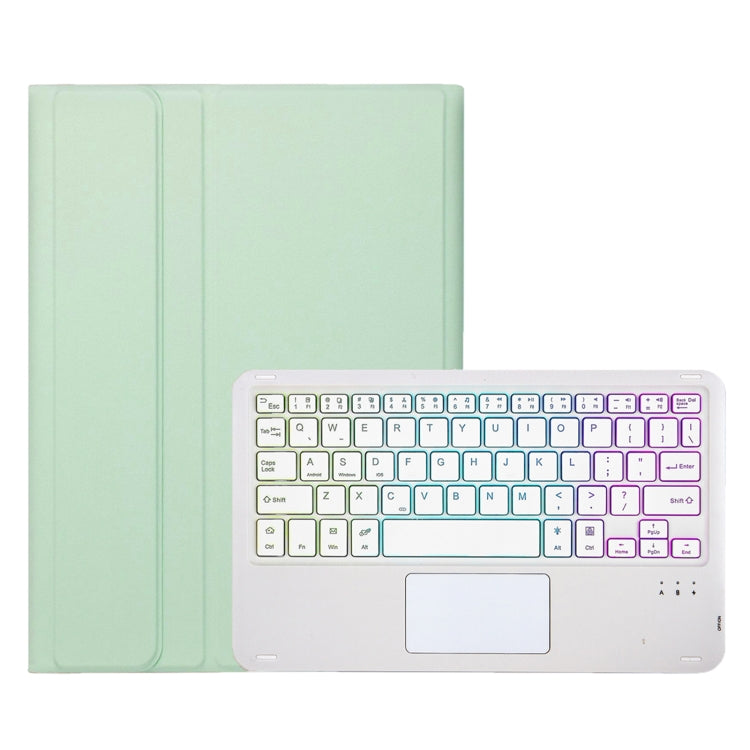 For Samsung Galaxy Tab S9 FE / 10 FE Candy Color Touch Backlight Bluetooth Keyboard Leather Tablet Case with Pen Holder(Light Green) - free shipping - PMC TechLife - Order now!