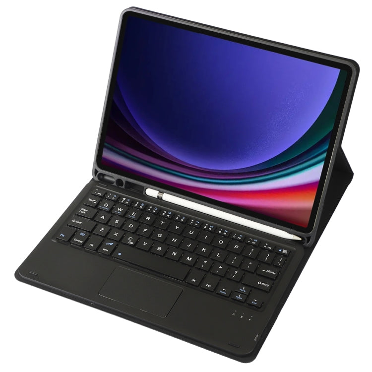 For Samsung Galaxy Tab S9 FE A710B-A Candy Color TPU Touch Bluetooth Keyboard Leather Tablet Case with Pen Holder(Black) - Samsung Keyboard by PMC TechLife | Online Shopping South Africa | PMC TechLife