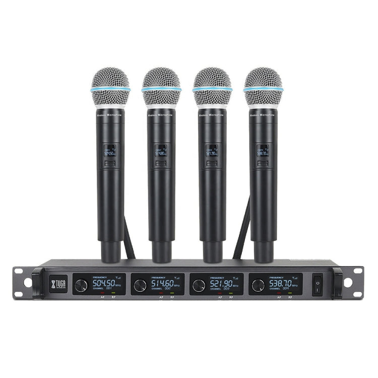 XTUGA A140-H Wireless Microphone System 4 Channel UHF Handheld Microphone(AU Plug) - Microphone by XTUGA | Online Shopping South Africa | PMC Jewellery | Buy Now Pay Later Mobicred