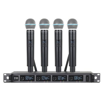 XTUGA A140-H Wireless Microphone System 4 Channel UHF Handheld Microphone(UK Plug) - Microphone by XTUGA | Online Shopping South Africa | PMC Jewellery | Buy Now Pay Later Mobicred