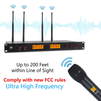 XTUGA A400-H Professional 4-Channel UHF Wireless Microphone System with 4 Handheld Microphone(EU Plug) - Microphone by XTUGA | Online Shopping South Africa | PMC Jewellery | Buy Now Pay Later Mobicred