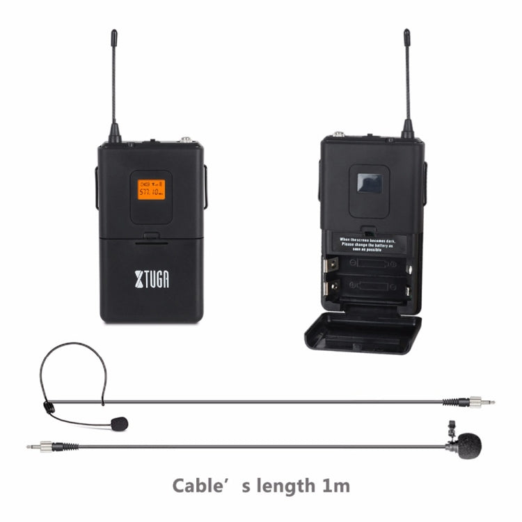 XTUGA A400-B Professional 4-Channel UHF Wireless Microphone System with 4 BodyPack Lavalier Headset Microphone(EU Plug) - Microphone by XTUGA | Online Shopping South Africa | PMC TechLife