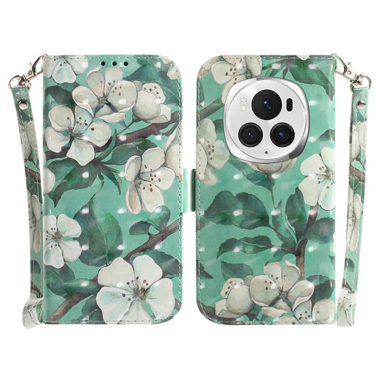 For Honor Magic6 Pro 3D Colored Horizontal Flip Leather Phone Case(Watercolor Flower) - Honor Cases by PMC Jewellery | Online Shopping South Africa | PMC Jewellery | Buy Now Pay Later Mobicred