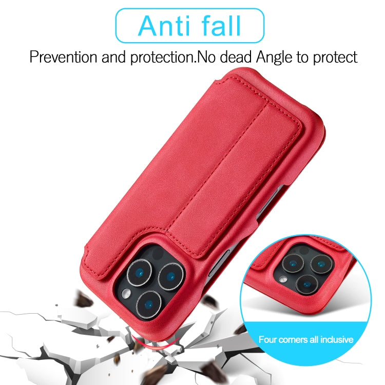 For iPhone 16 Pro LC.IMEEKE Hon Ancient Series Flip Leather Phone Case(Red) - iPhone 16 Pro Cases by LC.IMEEKE | Online Shopping South Africa | PMC Jewellery | Buy Now Pay Later Mobicred