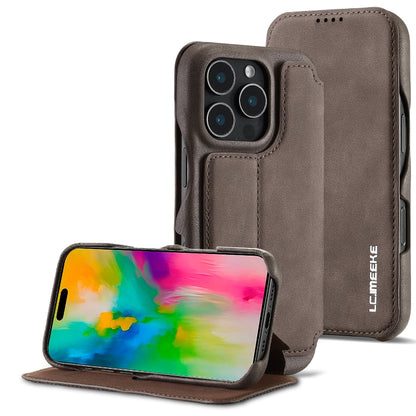 For iPhone 16 Pro LC.IMEEKE Hon Ancient Series Flip Leather Phone Case(Coffee) - iPhone 16 Pro Cases by LC.IMEEKE | Online Shopping South Africa | PMC Jewellery | Buy Now Pay Later Mobicred