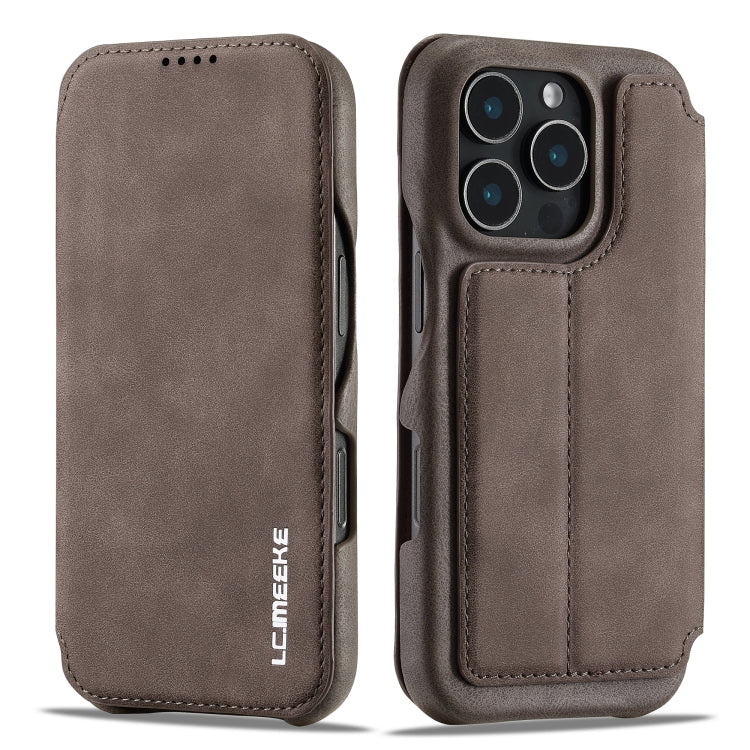 For iPhone 16 Pro LC.IMEEKE Hon Ancient Series Flip Leather Phone Case(Coffee) - iPhone 16 Pro Cases by LC.IMEEKE | Online Shopping South Africa | PMC Jewellery | Buy Now Pay Later Mobicred