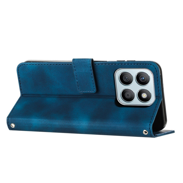 For Honor X8b Dream Triangle Leather Phone Case with Lanyard(Blue) - Honor Cases by PMC TechLife | Online Shopping South Africa | PMC TechLife | Buy Now Pay Later Mobicred