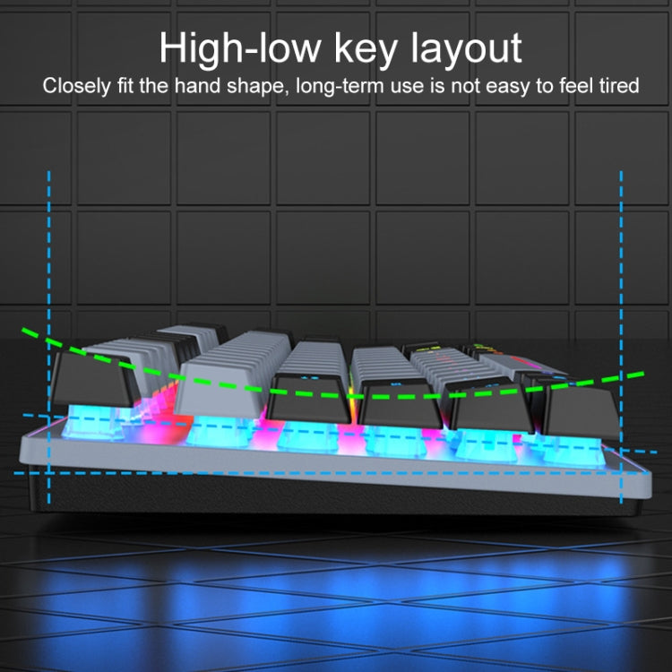 XUNFOX K10 87-Keys Rainbow Blacklit USB Wired Gaming Keyboard, Cable Length: 1.5m(Grey Black) - free shipping - PMC Jewellery - Order now!