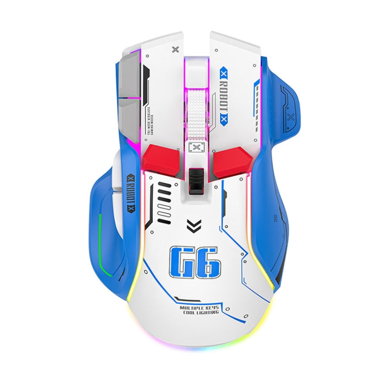 HXSJ G6 10 Keys RGB 12800DPI Tri-mode Wireless Gaming Mouse(White) - Wireless Mice by HXSJ | Online Shopping South Africa | PMC Jewellery | Buy Now Pay Later Mobicred