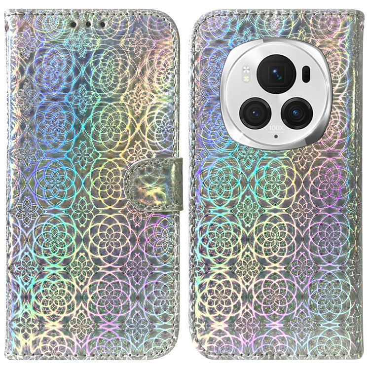 For Honor Magic6 Pro Colorful Magnetic Buckle Leather Phone Case(Silver) - Honor Cases by PMC Jewellery | Online Shopping South Africa | PMC Jewellery | Buy Now Pay Later Mobicred