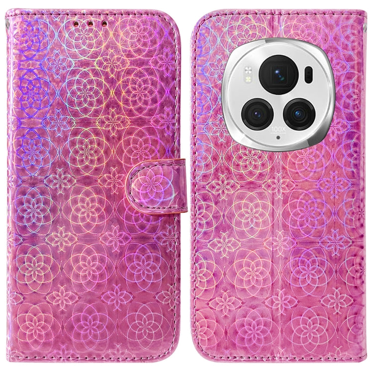 For Honor Magic6 Pro Colorful Magnetic Buckle Leather Phone Case(Pink) - Honor Cases by PMC Jewellery | Online Shopping South Africa | PMC Jewellery | Buy Now Pay Later Mobicred