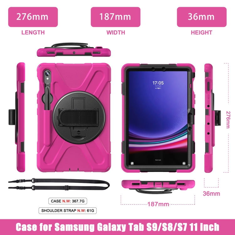 For Samsung Galaxy Tab S9 / S8 / S7 Rotary Handle Grab TPU + PC Tablet Case(Rose Red) - Galaxy Tab S9 Cases by PMC Jewellery | Online Shopping South Africa | PMC Jewellery | Buy Now Pay Later Mobicred