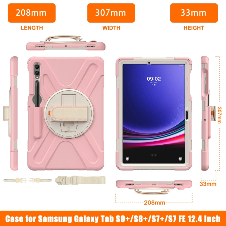 For Samsung Galaxy Tab S9+ / S8+ Rotary Handle Grab TPU + PC Tablet Case(Pink) - Galaxy Tab S9+ Cases by PMC Jewellery | Online Shopping South Africa | PMC Jewellery | Buy Now Pay Later Mobicred