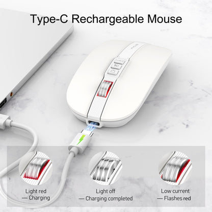 HXSJ M113 2400DPI Dual Mode 2.4GHz + Bluetooth 5.1 Wireless Mouse(Pearl White) - Wireless Mice by HXSJ | Online Shopping South Africa | PMC Jewellery | Buy Now Pay Later Mobicred