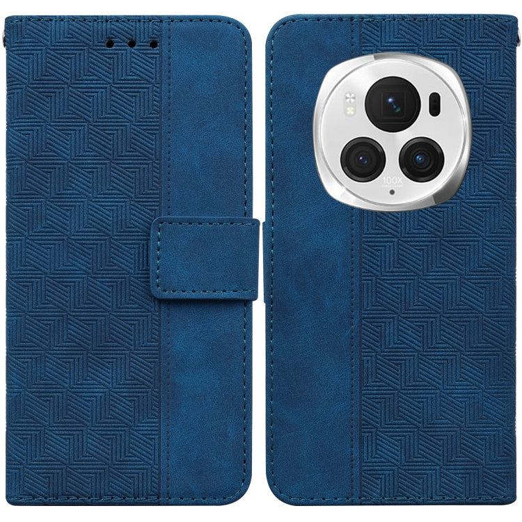 For Honor Magic6 Pro Geometric Embossed Leather Phone Case(Blue) - Honor Cases by PMC Jewellery | Online Shopping South Africa | PMC Jewellery | Buy Now Pay Later Mobicred