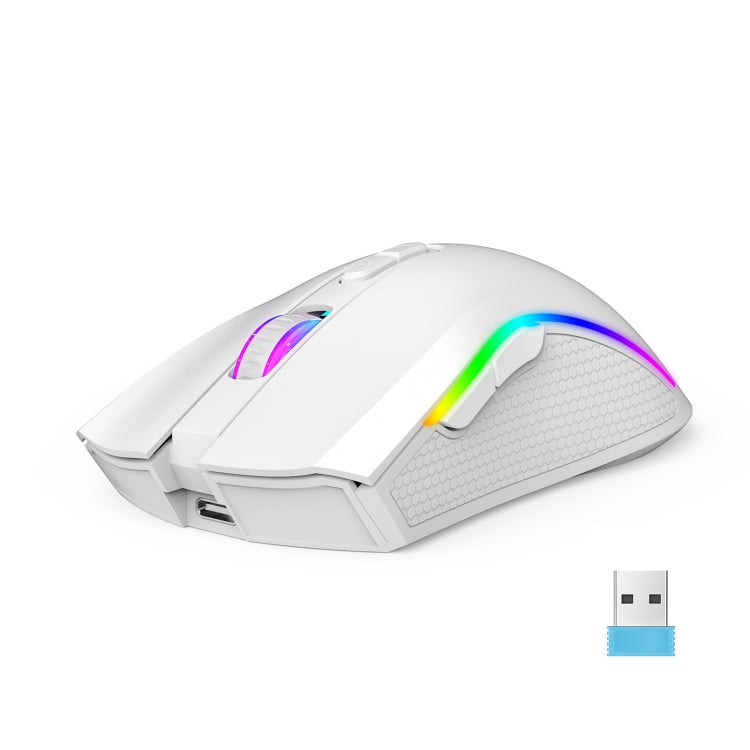 HXSJ T69 4800DPI RGB 2.4GHz Wireless Mouse(White) - Wireless Mice by HXSJ | Online Shopping South Africa | PMC Jewellery