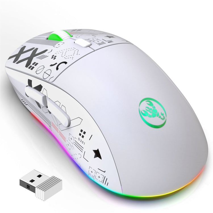 HXSJ T90 RGB Light Three-mode Wireless Gaming Mouse(White) - Wireless Mice by HXSJ | Online Shopping South Africa | PMC Jewellery | Buy Now Pay Later Mobicred