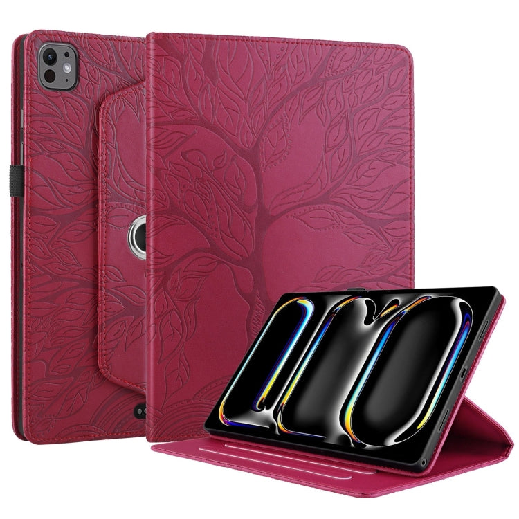 For iPad Pro 13 2024 Tree Life Embossed Rotation Leather Smart Tablet Case(Red) - iPad Pro 13 2024 Cases by PMC Jewellery | Online Shopping South Africa | PMC Jewellery | Buy Now Pay Later Mobicred