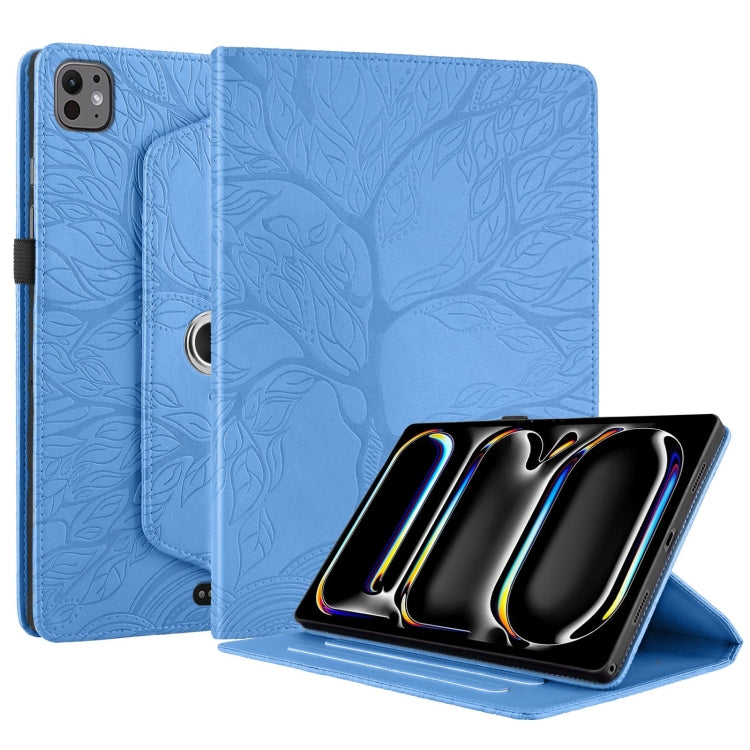 For iPad Pro 13 2024 Tree Life Embossed Rotation Leather Smart Tablet Case(Blue) - iPad Pro 13 2024 Cases by PMC TechLife | Online Shopping South Africa | PMC TechLife | Buy Now Pay Later Mobicred