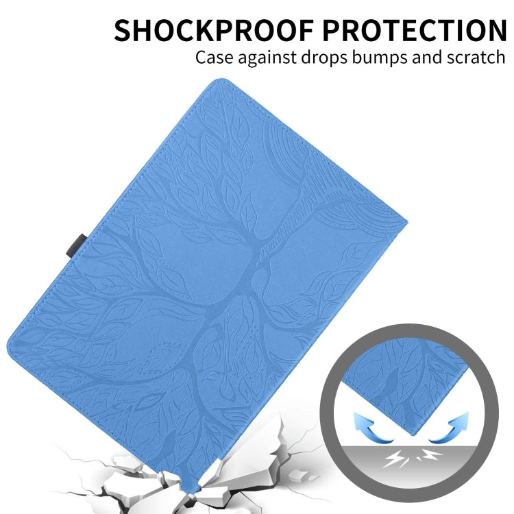 For Samsung Galaxy Tab S9 FE / S9 X510 Tree Life Embossed Rotation Leather Smart Tablet Case(Blue) - Galaxy Tab S9 FE by PMC Jewellery | Online Shopping South Africa | PMC Jewellery | Buy Now Pay Later Mobicred