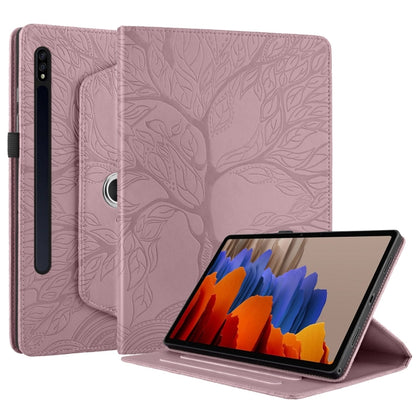 For Samsung Galaxy Tab S10 / S8 / S7 Tree Life Embossed Rotation Leather Tablet Case(Rose Gold) - Tab S10 Cases by PMC Jewellery | Online Shopping South Africa | PMC Jewellery | Buy Now Pay Later Mobicred