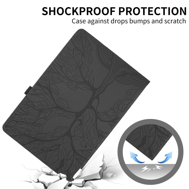 For Lenovo Tab P12 / Xiaoxin Pad Pro 12.7 Tree Life Embossed Rotation Leather Tablet Case(Black) - Lenovo by PMC TechLife | Online Shopping South Africa | PMC TechLife | Buy Now Pay Later Mobicred