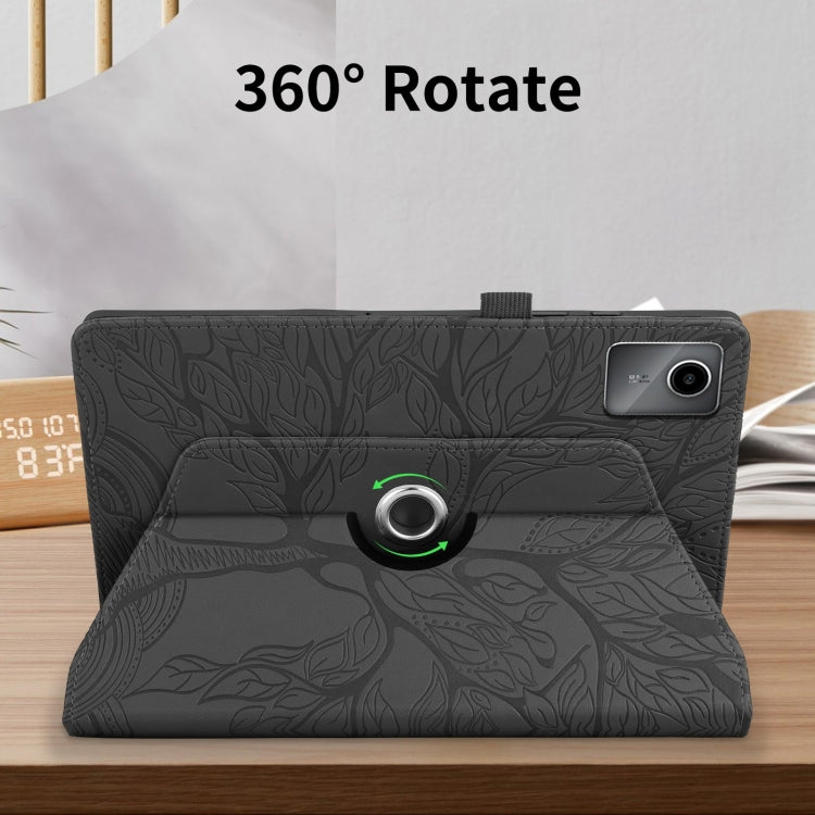 For Lenovo Tab M11 / Xiaoxin Pad 11 2024 Tree Life Embossed Rotation Leather Tablet Case(Black) - Lenovo by PMC Jewellery | Online Shopping South Africa | PMC Jewellery | Buy Now Pay Later Mobicred