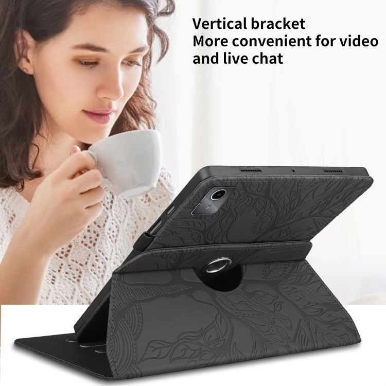 For Lenovo Tab M11 / Xiaoxin Pad 11 2024 Tree Life Embossed Rotation Leather Tablet Case(Black) - Lenovo by PMC Jewellery | Online Shopping South Africa | PMC Jewellery | Buy Now Pay Later Mobicred