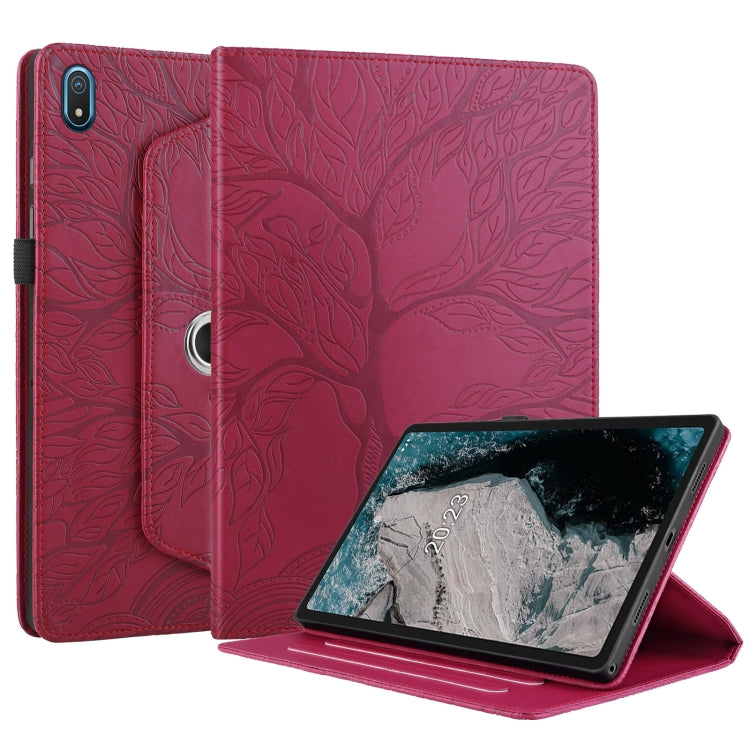 For Nokia T20 10.4 2021 Tree Life Embossed Rotation Leather Tablet Case(Red) - Nokia by PMC TechLife | Online Shopping South Africa | PMC TechLife | Buy Now Pay Later Mobicred
