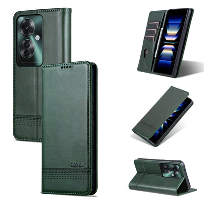 For OPPO Reno11 F AZNS Magnetic Calf Texture Flip Leather Phone Case(Dark Green) - Reno11 F Cases by AZNS | Online Shopping South Africa | PMC Jewellery | Buy Now Pay Later Mobicred