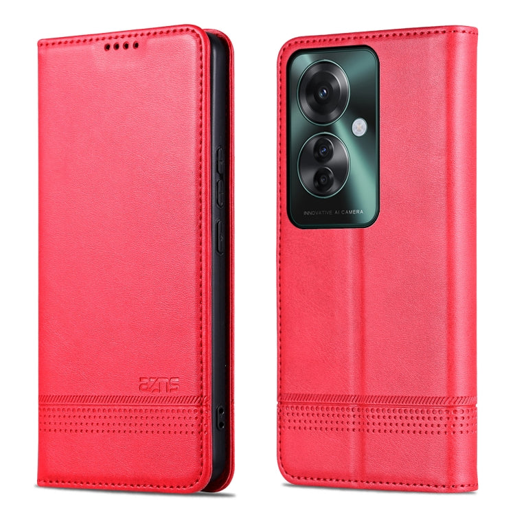 For OPPO Reno11 F AZNS Magnetic Calf Texture Flip Leather Phone Case(Red) - Reno11 F Cases by AZNS | Online Shopping South Africa | PMC Jewellery | Buy Now Pay Later Mobicred