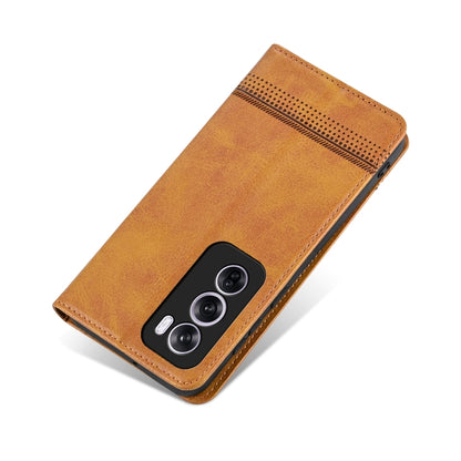 For OPPO Reno12 Global AZNS Magnetic Calf Texture Flip Leather Phone Case(Light Brown) - Reno12 Cases by AZNS | Online Shopping South Africa | PMC Jewellery | Buy Now Pay Later Mobicred