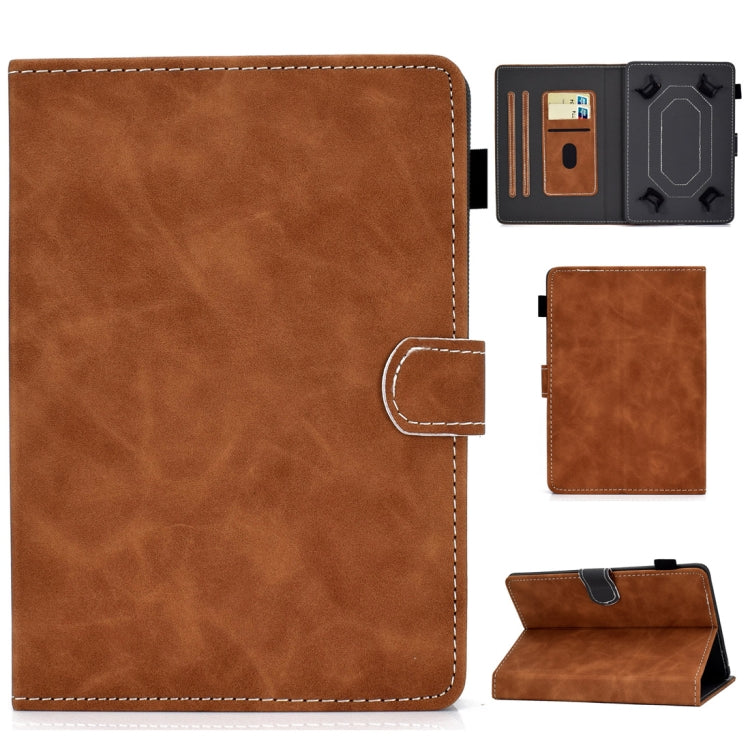 For 10 inch Tablet PC Universal Cowhide Texture Horizontal Flip Leather Case with Holder & Card Slots & Pen Slot(Brown) - 8 inch by PMC TechLife | Online Shopping South Africa | PMC TechLife | Buy Now Pay Later Mobicred