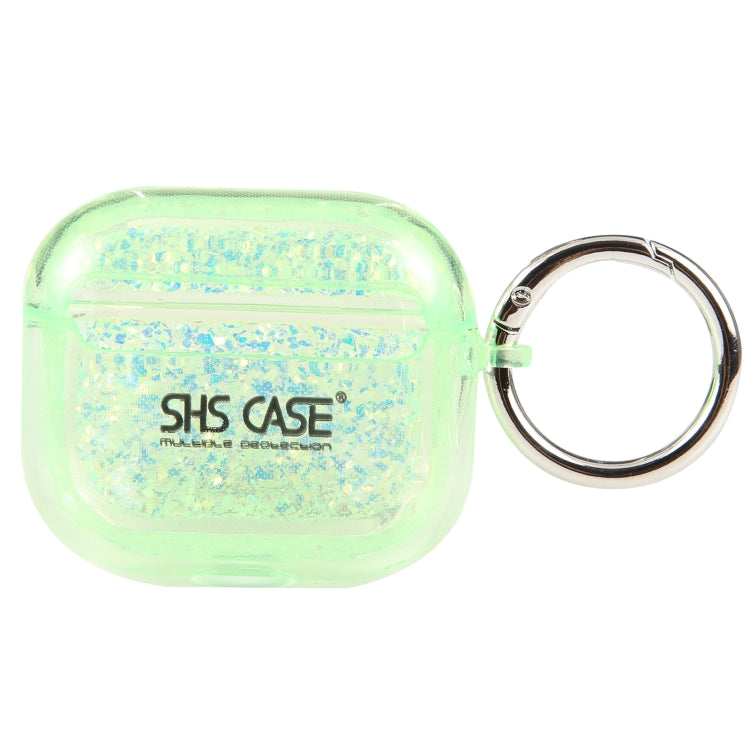 For AirPods Pro Flash Diamond Epoxy Bluetooth Earphone Protective Case(Green) - For AirPods Pro by PMC Jewellery | Online Shopping South Africa | PMC Jewellery | Buy Now Pay Later Mobicred